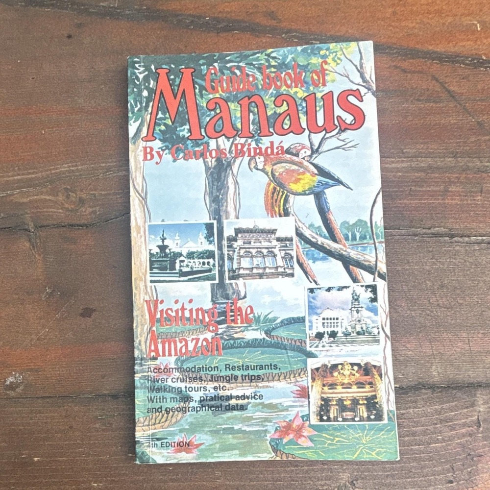Vintage 1970s Manaus Amazon Guide Book & Folding Map Set - Carlos Bindá Selvatur
